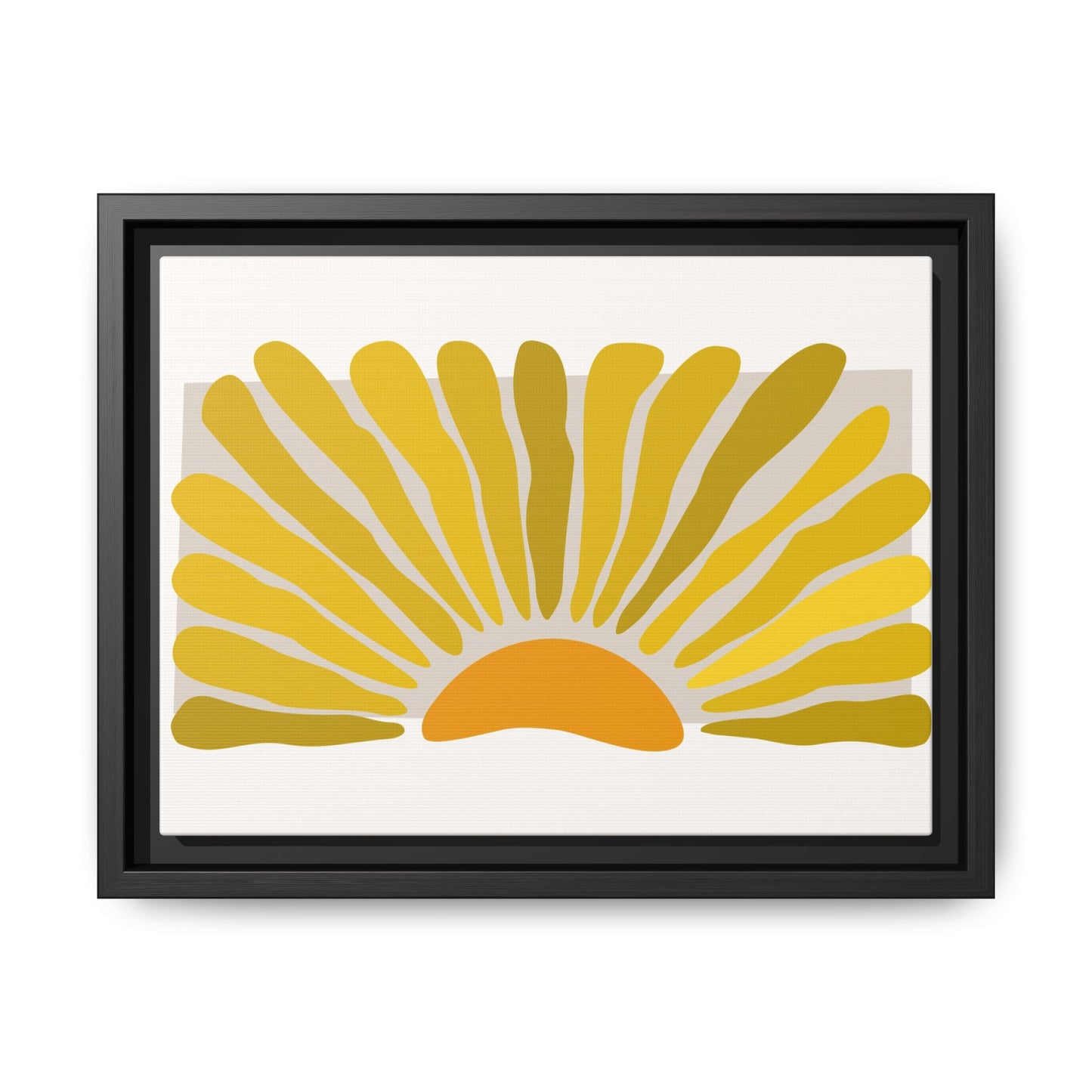 Framed Matte Canvas Wall Art, Sunny Abstract Print, Bright Home Decor, Gift for Art Lovers, Retro Style Decoration, Happy Wall Accent