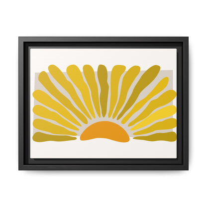 Framed Matte Canvas Wall Art, Sunny Abstract Print, Bright Home Decor, Gift for Art Lovers, Retro Style Decoration, Happy Wall Accent
