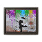 Framed Multi-Color Canvas Art - Playful Umbrella Dance