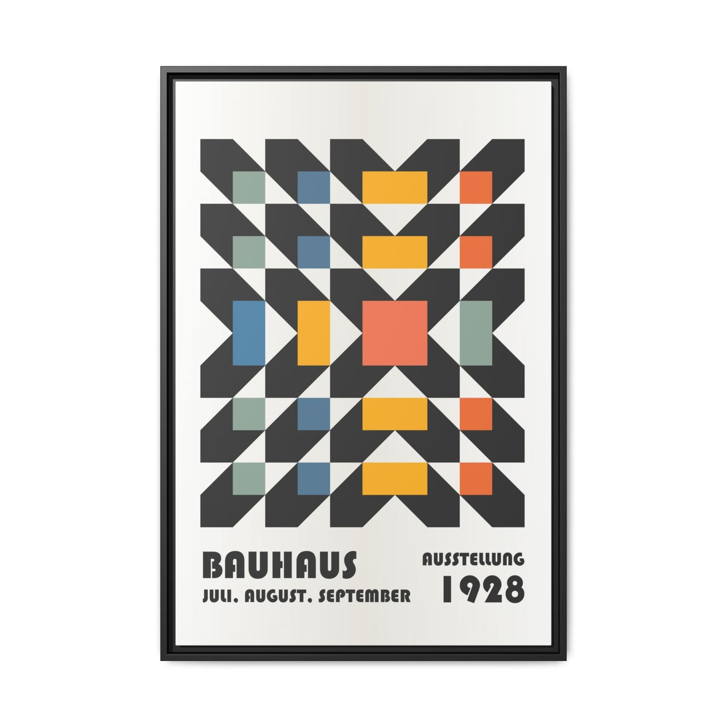 Bauhaus-Inspired Framed Canvas Art - Retro Multi-Color Wall Decor