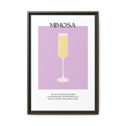 Mimosa Recipe Canvas Wall Art, Framed Home Decor, Kitchen Wall Art, Brunch Decoration, Gift for Foodies, Modern Art Print