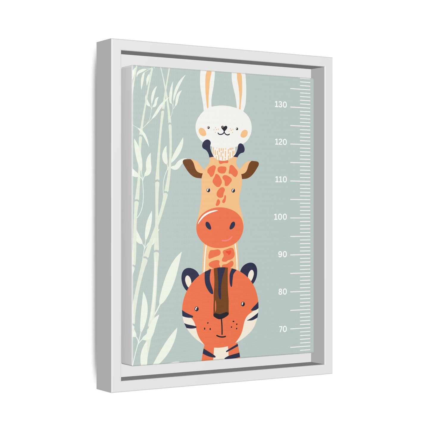 Cute Animal Growth Chart Wall Art, Framed Canvas, Kids Room Decor, Jungle Theme, Baby Shower Gift, Nursery Decoration