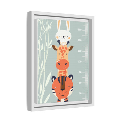 Cute Animal Growth Chart Wall Art, Framed Canvas, Kids Room Decor, Jungle Theme, Baby Shower Gift, Nursery Decoration