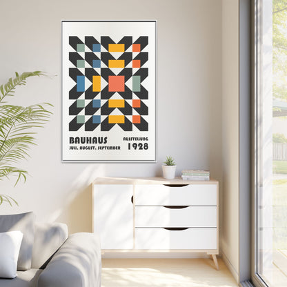 Bauhaus-Inspired Framed Canvas Art - Retro Multi-Color Wall Decor