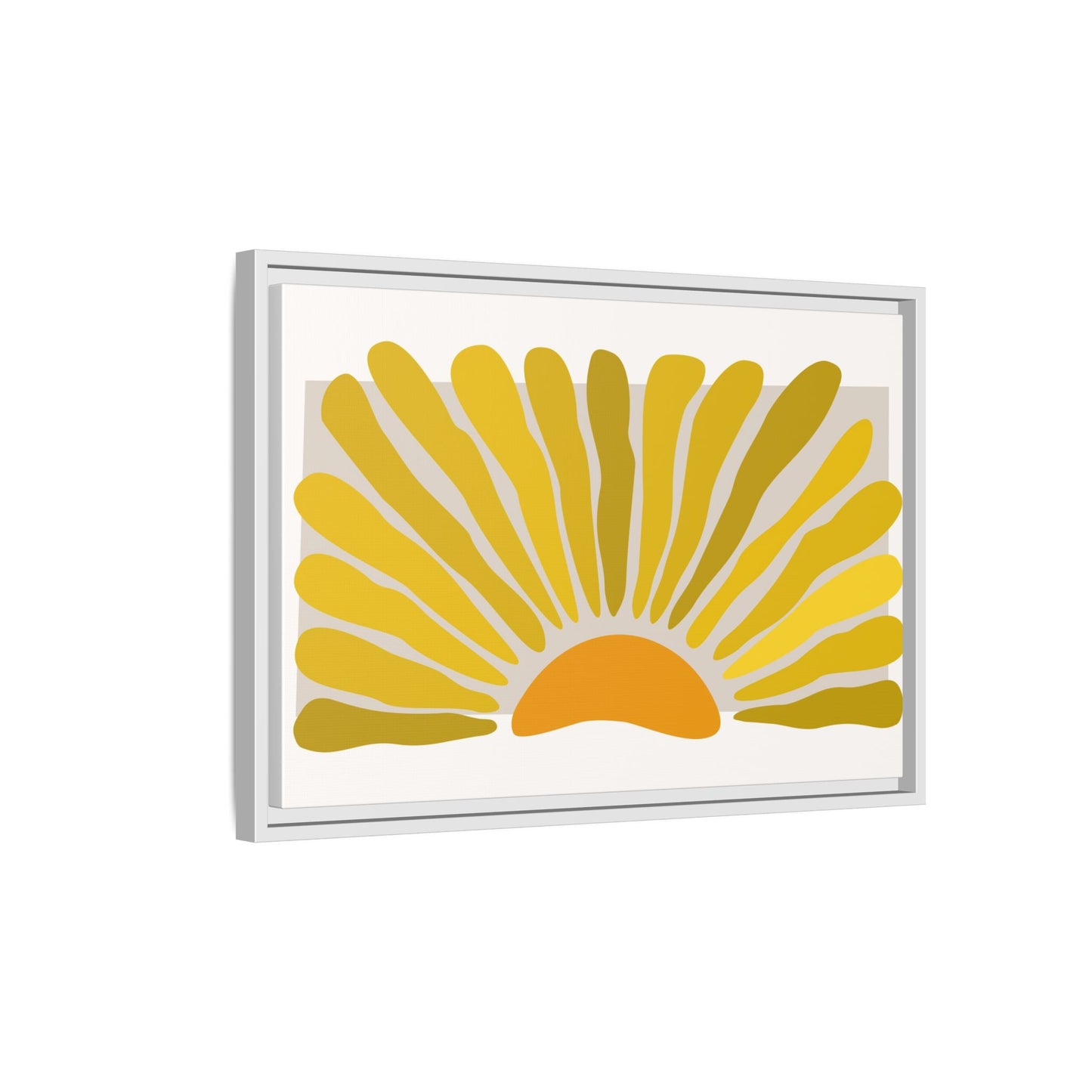 Framed Matte Canvas Wall Art, Sunny Abstract Print, Bright Home Decor, Gift for Art Lovers, Retro Style Decoration, Happy Wall Accent