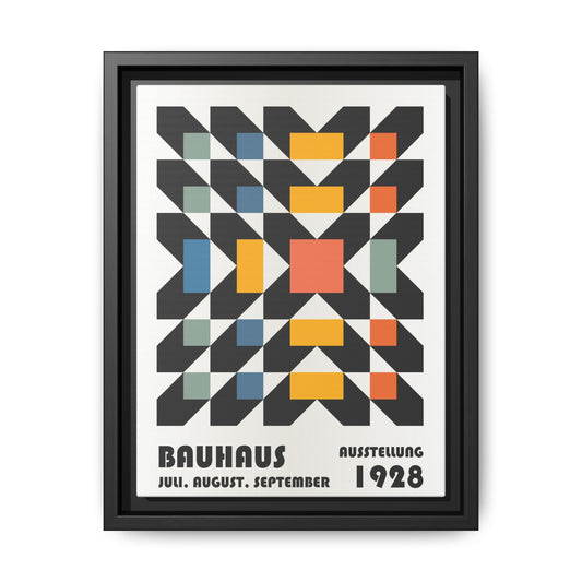 Bauhaus-Inspired Framed Canvas Art - Retro Multi-Color Wall Decor