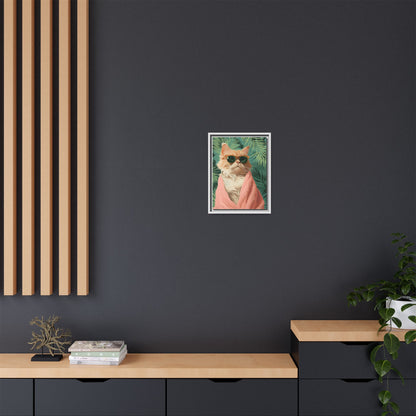 Framed Cat Art Print, Cool Cat Wall Decor, Tropical Vibe Home Decor, Fun Pet Lover Gift, Cute Animal Wall Art