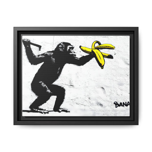 Framed Canvas Art - Playful Monkey with Bananas | Whimsical Wall Decor for Home & Office