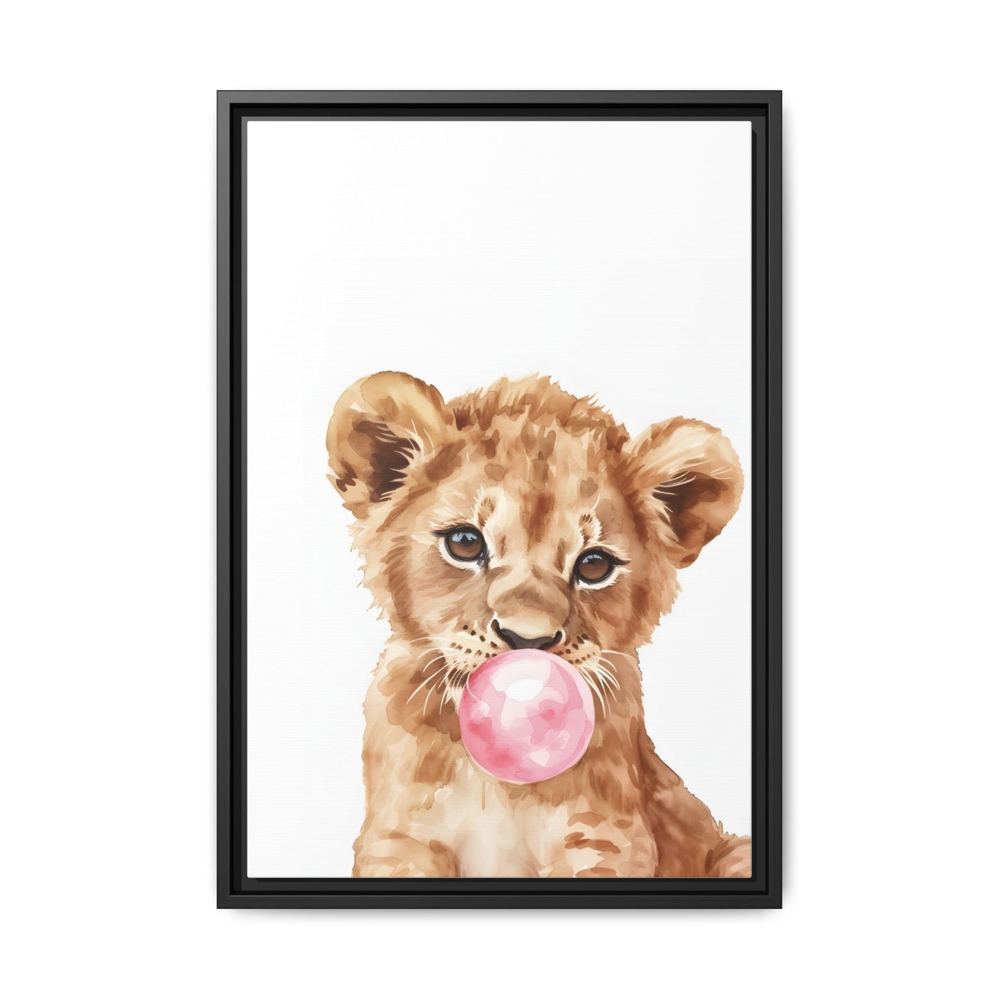 Adorable Lion Cub Canvas Art, Cute Nursery Decor, Framed Wall Art, Baby Shower Gift, Kids Room Decoration, Wild Animal Print