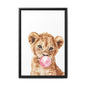 Adorable Lion Cub Canvas Art, Cute Nursery Decor, Framed Wall Art, Baby Shower Gift, Kids Room Decoration, Wild Animal Print
