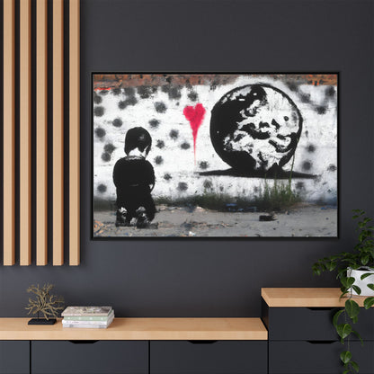 Framed Matte Canvas Art - Love for the World - Wall Decor for Home and Office