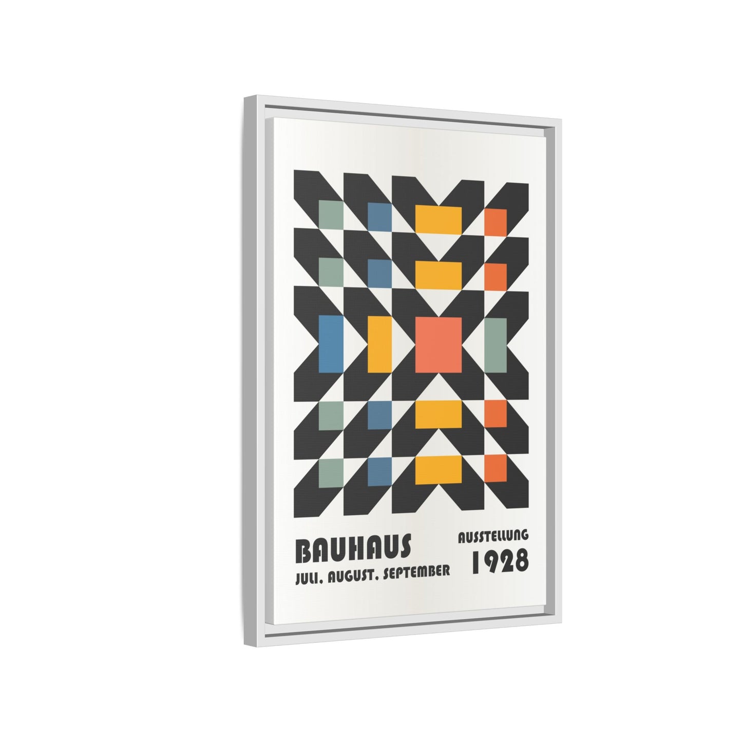 Bauhaus-Inspired Framed Canvas Art - Retro Multi-Color Wall Decor