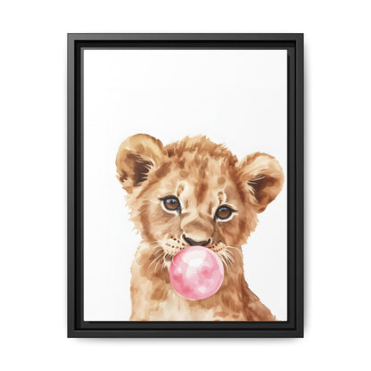 Adorable Lion Cub Canvas Art, Cute Nursery Decor, Framed Wall Art, Baby Shower Gift, Kids Room Decoration, Wild Animal Print
