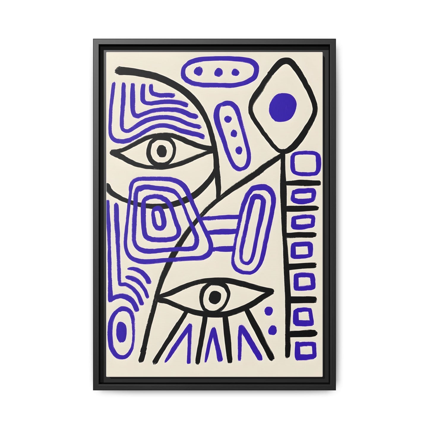 Abstract Line Art Canvas Print - Modern Black and Purple Framed Artwork