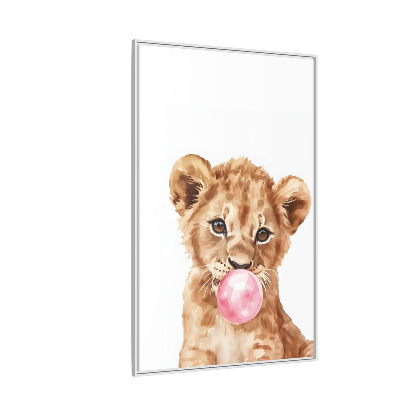 Adorable Lion Cub Canvas Art, Cute Nursery Decor, Framed Wall Art, Baby Shower Gift, Kids Room Decoration, Wild Animal Print