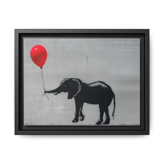 Framed Elephant Canvas Art - Playful Balloon Design