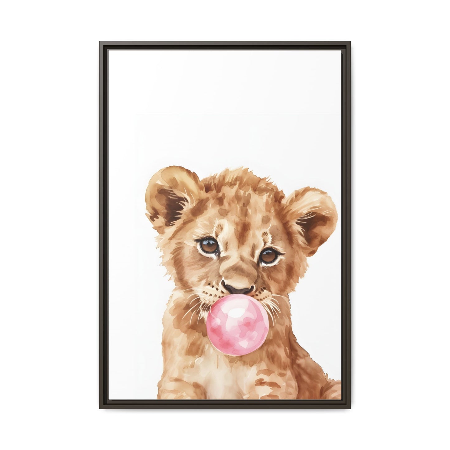 Adorable Lion Cub Canvas Art, Cute Nursery Decor, Framed Wall Art, Baby Shower Gift, Kids Room Decoration, Wild Animal Print