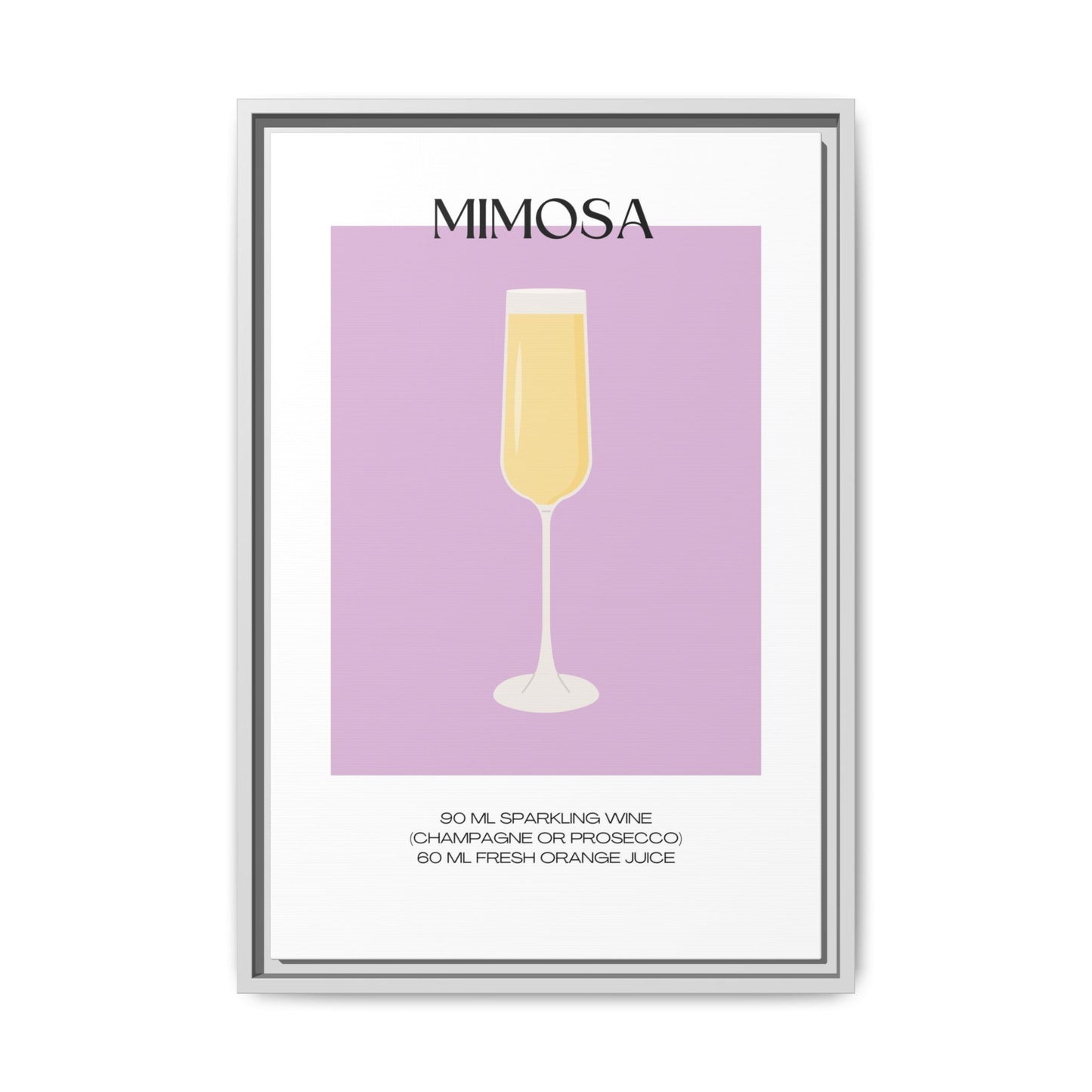Mimosa Recipe Canvas Wall Art, Framed Home Decor, Kitchen Wall Art, Brunch Decoration, Gift for Foodies, Modern Art Print