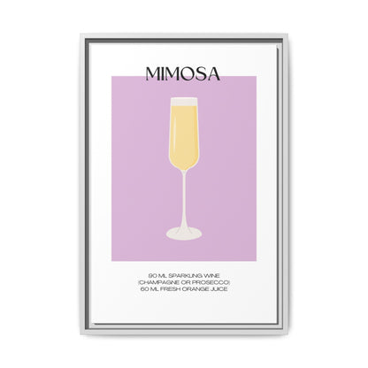 Mimosa Recipe Canvas Wall Art, Framed Home Decor, Kitchen Wall Art, Brunch Decoration, Gift for Foodies, Modern Art Print