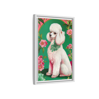 Framed Poodle Canvas Art - Floral Pet Decor for Dog Lovers