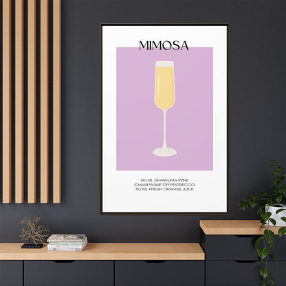 Mimosa Recipe Canvas Wall Art, Framed Home Decor, Kitchen Wall Art, Brunch Decoration, Gift for Foodies, Modern Art Print