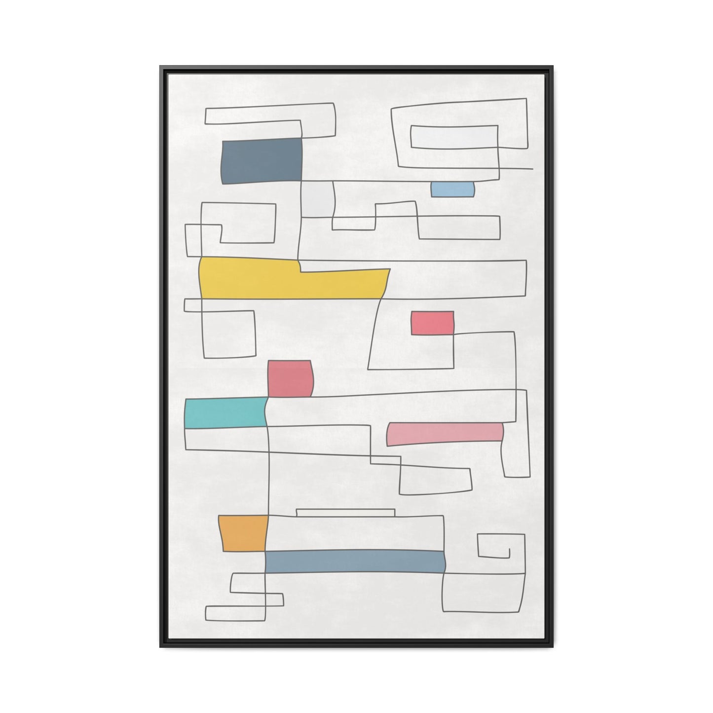 Abstract Line Art Framed Canvas - Modern Multi-Color Wall Decor