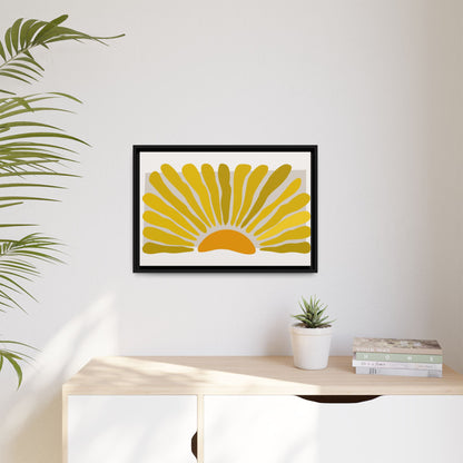 Framed Matte Canvas Wall Art, Sunny Abstract Print, Bright Home Decor, Gift for Art Lovers, Retro Style Decoration, Happy Wall Accent