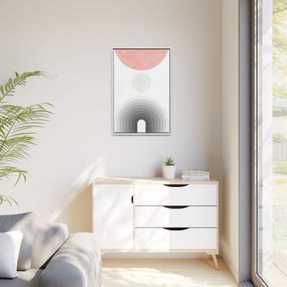 Minimalist Framed Matte Canvas Print - Abstract Circle & Gradient Design