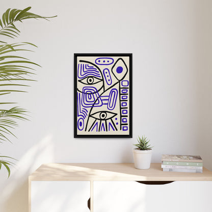 Abstract Line Art Canvas Print - Modern Black and Purple Framed Artwork
