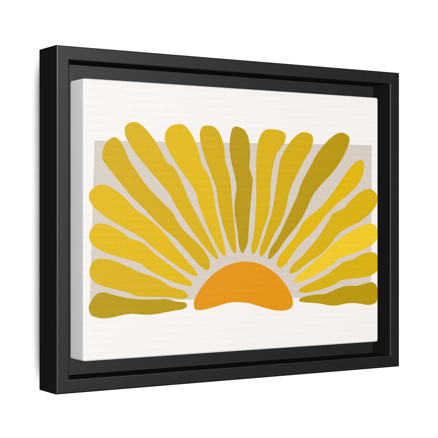 Framed Matte Canvas Wall Art, Sunny Abstract Print, Bright Home Decor, Gift for Art Lovers, Retro Style Decoration, Happy Wall Accent