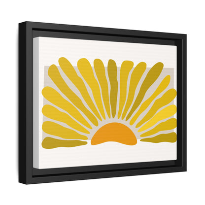 Framed Matte Canvas Wall Art, Sunny Abstract Print, Bright Home Decor, Gift for Art Lovers, Retro Style Decoration, Happy Wall Accent