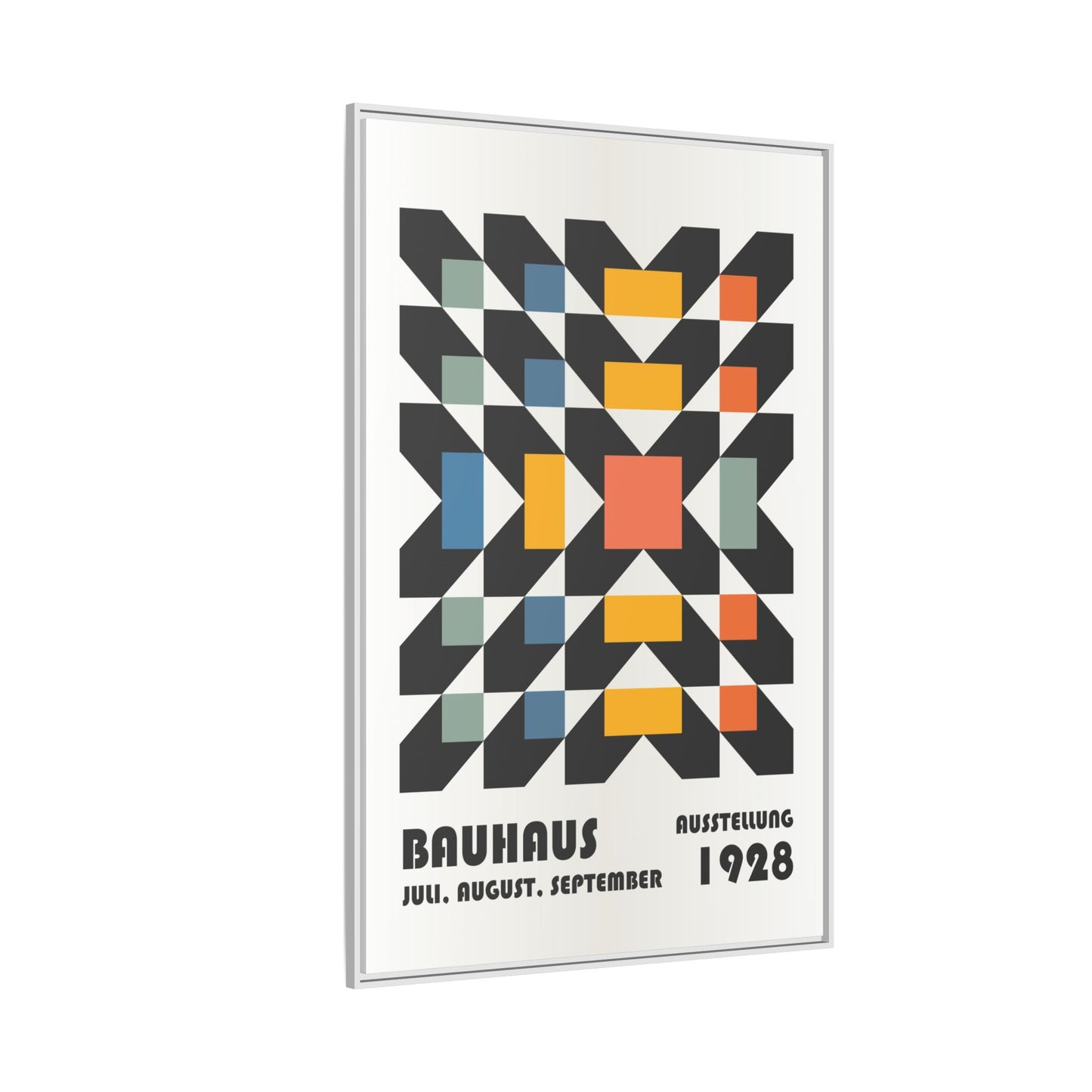 Bauhaus-Inspired Framed Canvas Art - Retro Multi-Color Wall Decor