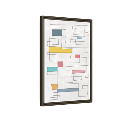Abstract Line Art Framed Canvas - Modern Multi-Color Wall Decor