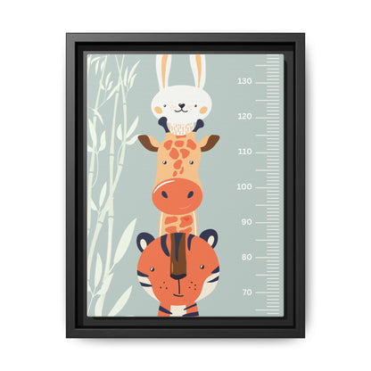 Cute Animal Growth Chart Wall Art, Framed Canvas, Kids Room Decor, Jungle Theme, Baby Shower Gift, Nursery Decoration