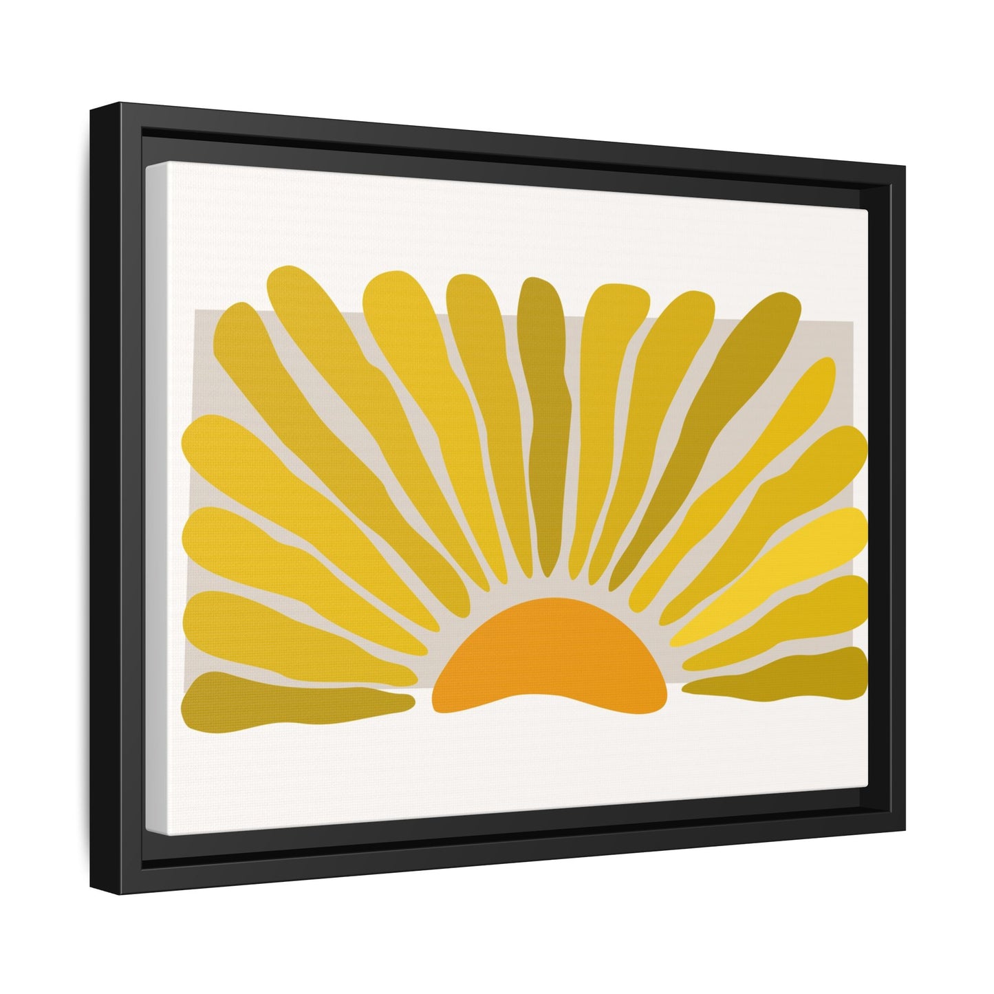 Framed Matte Canvas Wall Art, Sunny Abstract Print, Bright Home Decor, Gift for Art Lovers, Retro Style Decoration, Happy Wall Accent
