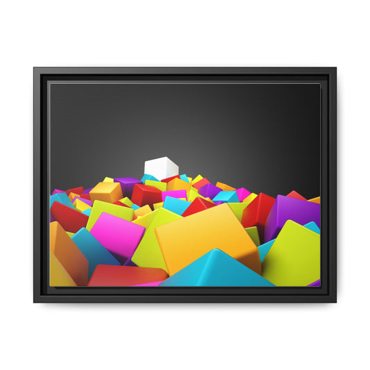 Vibrant Multi-Color Framed Canvas Art - Modern Geometric Decor