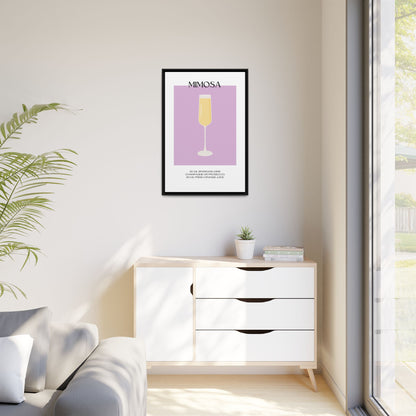 Mimosa Recipe Canvas Wall Art, Framed Home Decor, Kitchen Wall Art, Brunch Decoration, Gift for Foodies, Modern Art Print