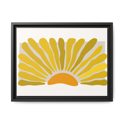 Framed Matte Canvas Wall Art, Sunny Abstract Print, Bright Home Decor, Gift for Art Lovers, Retro Style Decoration, Happy Wall Accent