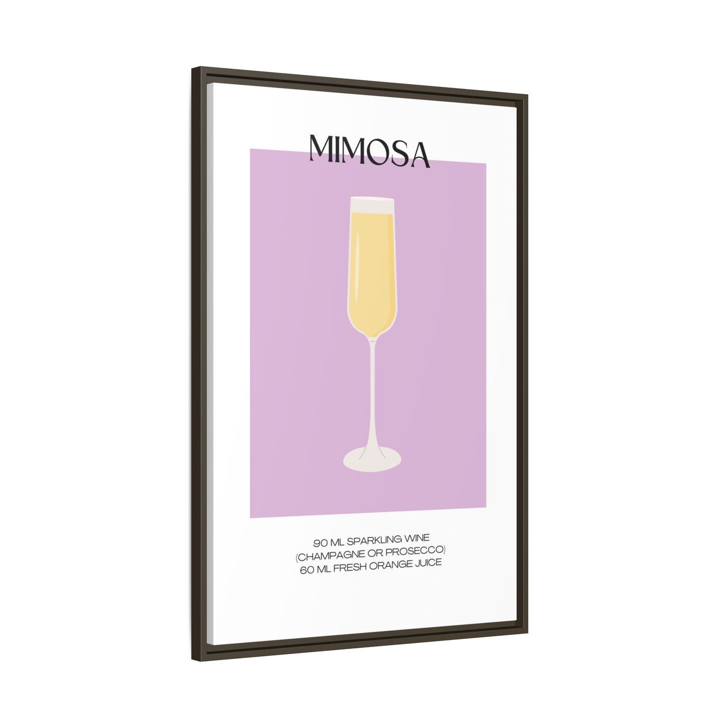 Mimosa Recipe Canvas Wall Art, Framed Home Decor, Kitchen Wall Art, Brunch Decoration, Gift for Foodies, Modern Art Print