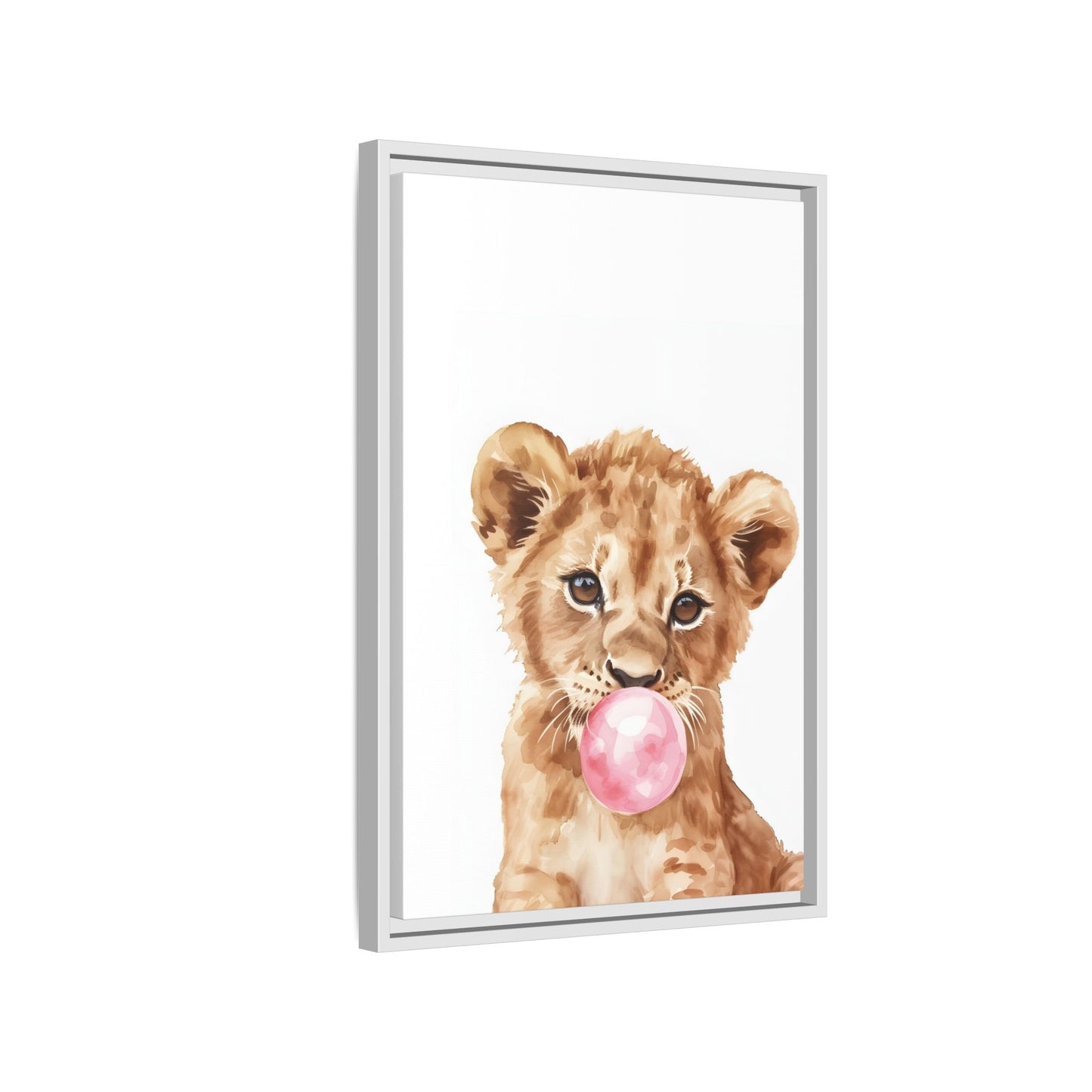Adorable Lion Cub Canvas Art, Cute Nursery Decor, Framed Wall Art, Baby Shower Gift, Kids Room Decoration, Wild Animal Print
