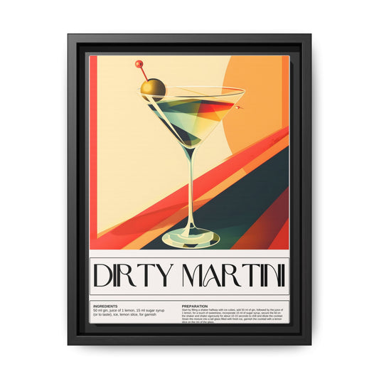 Framed Art Print: Retro Cocktail Canvas Wall Decor, Bar Art, Home Decor, Gift for Bartenders, Kitchen Wall Art, Vintage Style