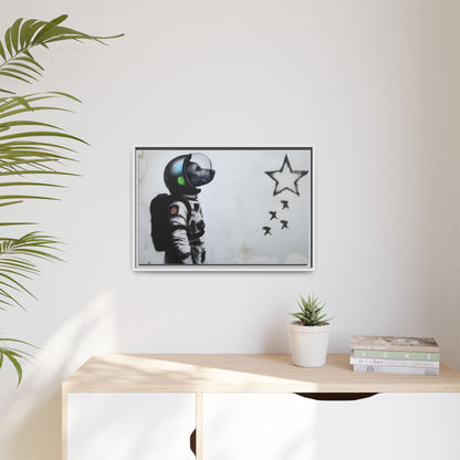 Astronaut Wall Art - Framed Matte Canvas Print for Dreamers and Space Enthusiasts