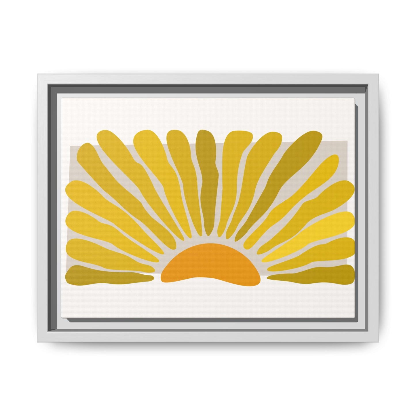Framed Matte Canvas Wall Art, Sunny Abstract Print, Bright Home Decor, Gift for Art Lovers, Retro Style Decoration, Happy Wall Accent