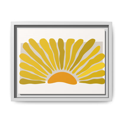 Framed Matte Canvas Wall Art, Sunny Abstract Print, Bright Home Decor, Gift for Art Lovers, Retro Style Decoration, Happy Wall Accent