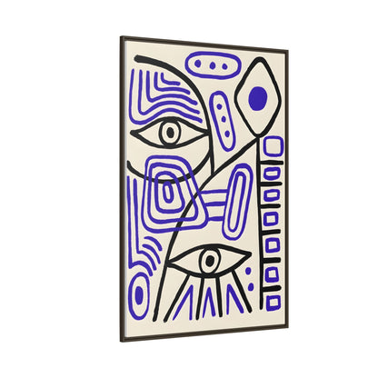 Abstract Line Art Canvas Print - Modern Black and Purple Framed Artwork