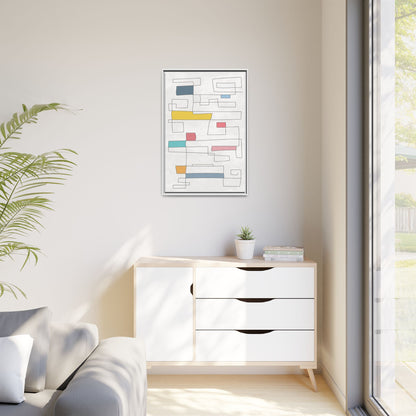Abstract Line Art Framed Canvas - Modern Multi-Color Wall Decor