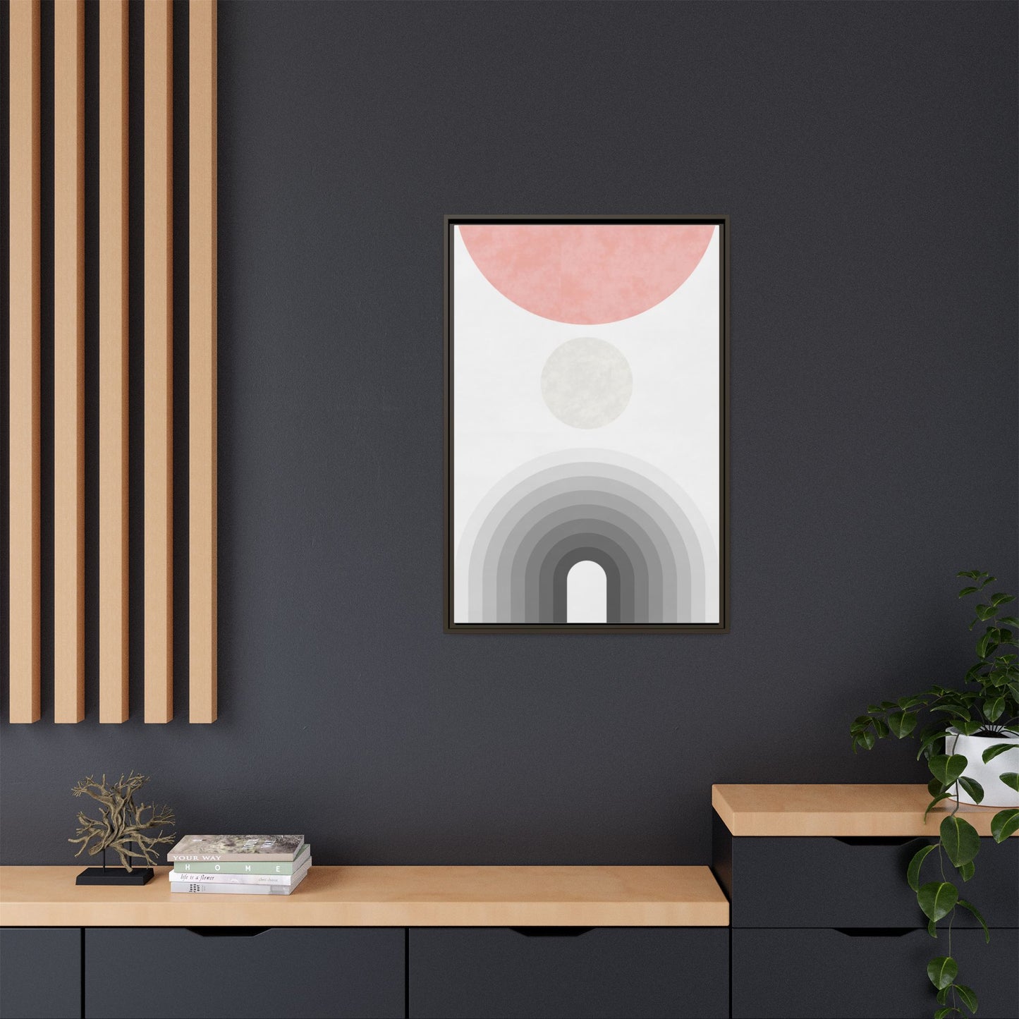 Minimalist Framed Matte Canvas Print - Abstract Circle & Gradient Design