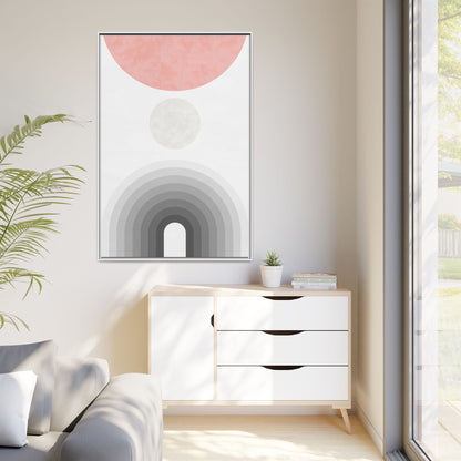 Minimalist Framed Matte Canvas Print - Abstract Circle & Gradient Design