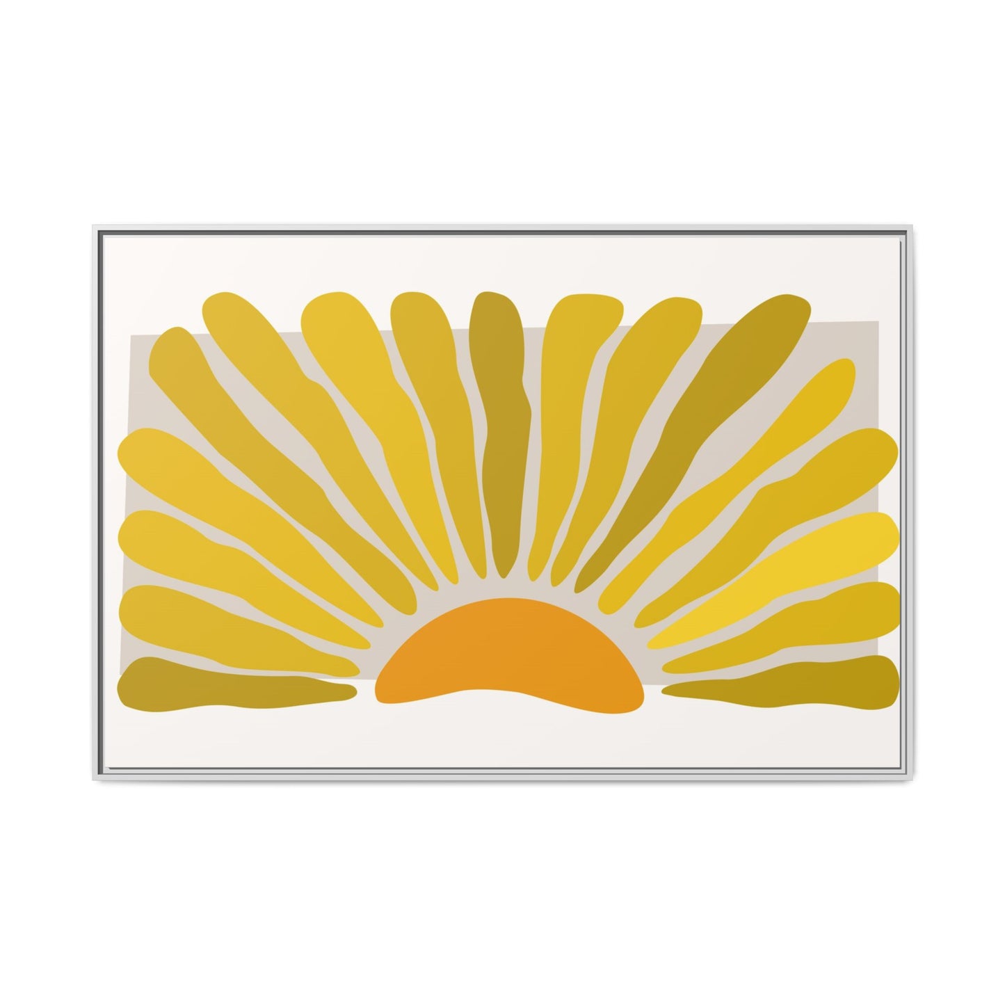 Framed Matte Canvas Wall Art, Sunny Abstract Print, Bright Home Decor, Gift for Art Lovers, Retro Style Decoration, Happy Wall Accent