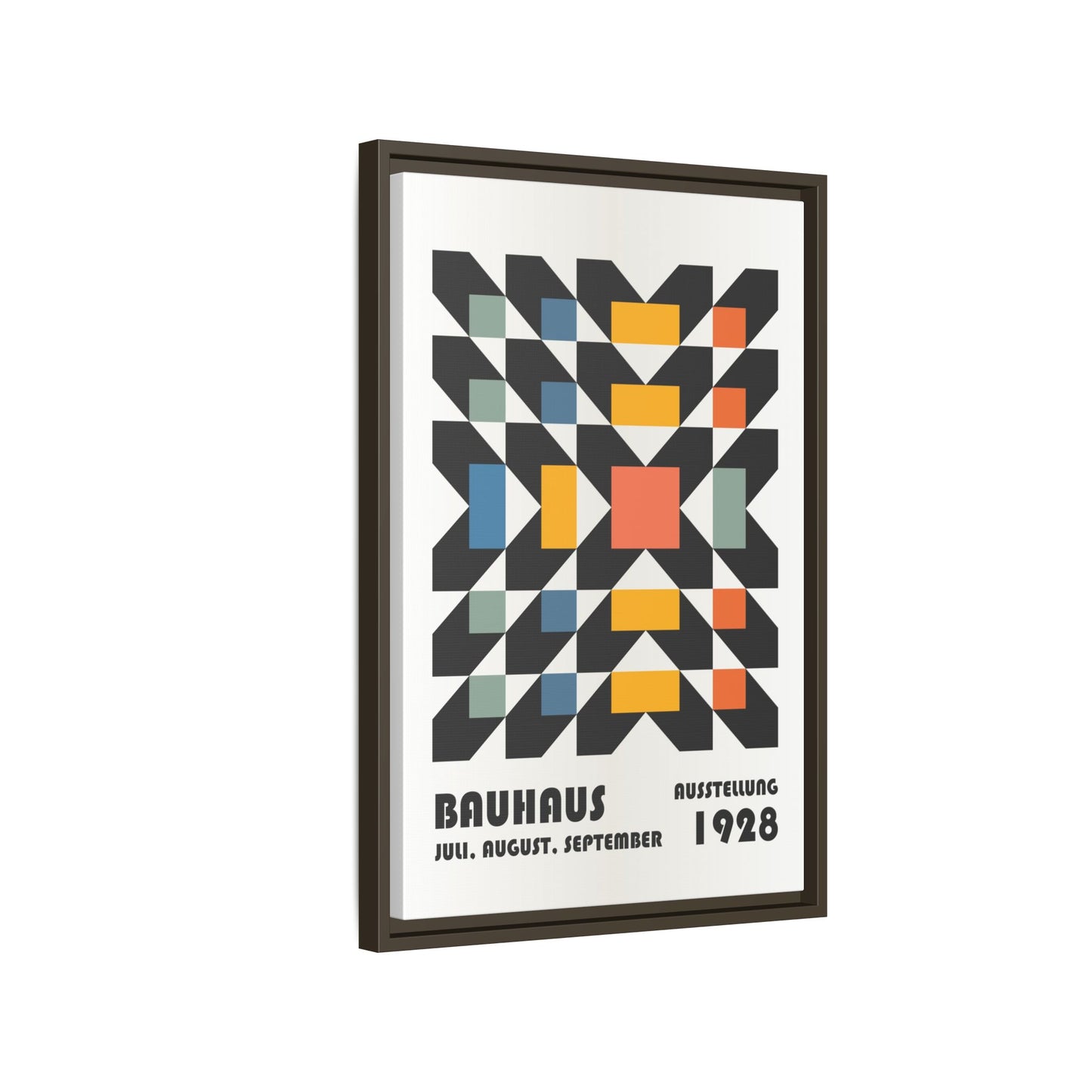 Bauhaus-Inspired Framed Canvas Art - Retro Multi-Color Wall Decor
